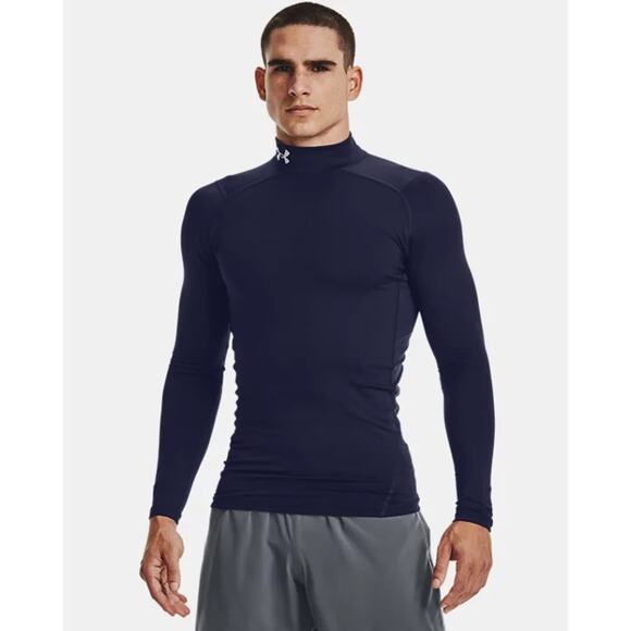 NWT Under Armour ColdGear Men's Compression Mock Long Sleeve in Midnight Navy L - Picture 1 of 7